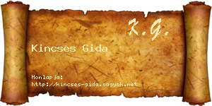Kincses Gida névjegykártya